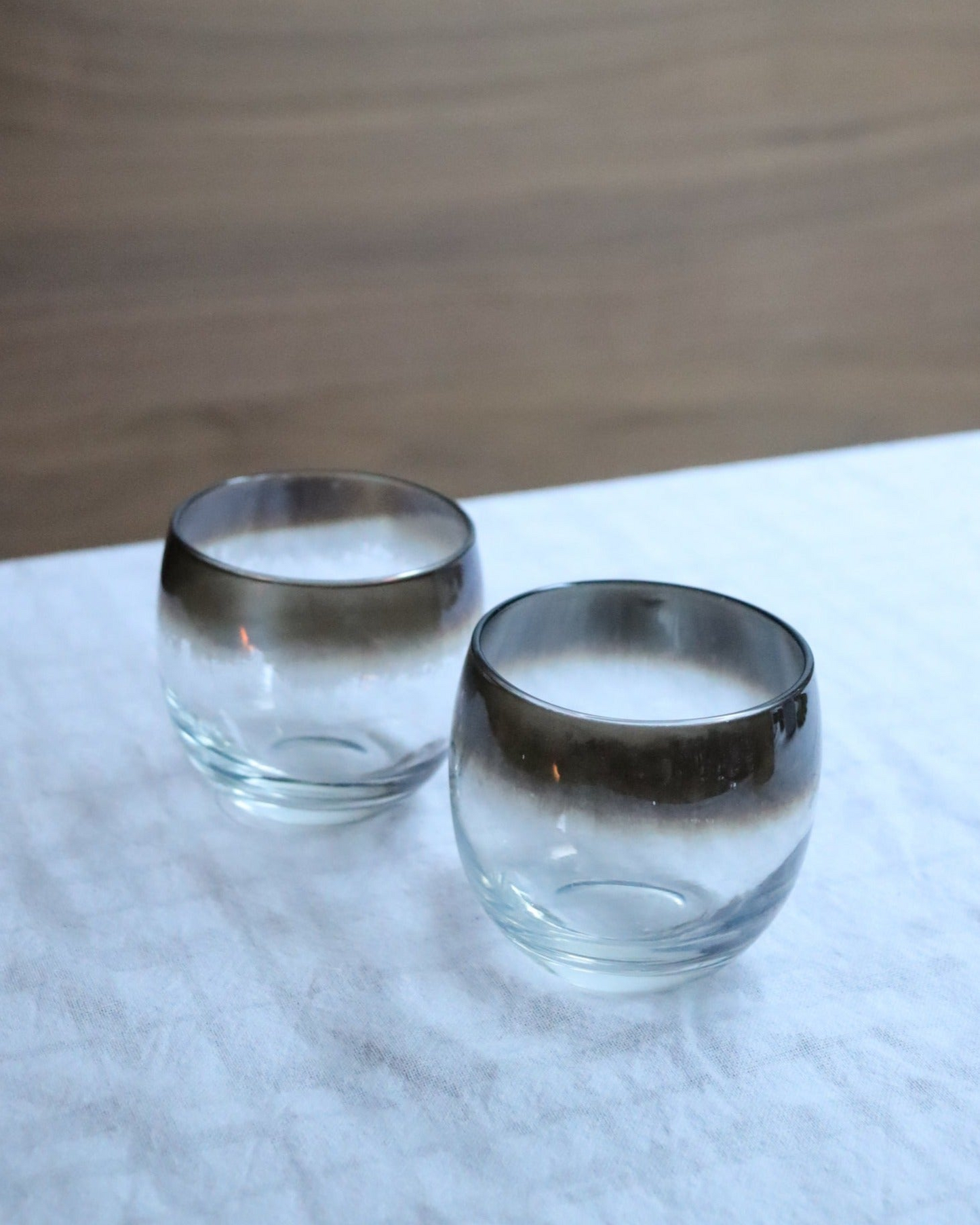 Silver Rimmed Scotch Tumbler, Vitreon Queen Lustreware (set of 2) | 1950s