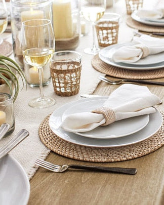 SOLD: Hand-woven Rattan Napkin Rings (Set of 4)