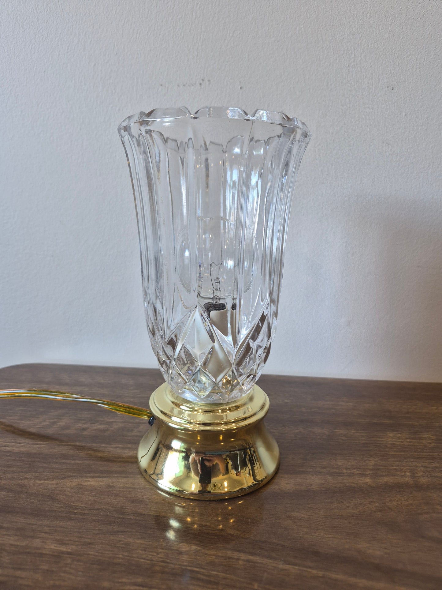 Vintage Roxmore Torch Electric Table Lamp, Heavy Glass Crystal.