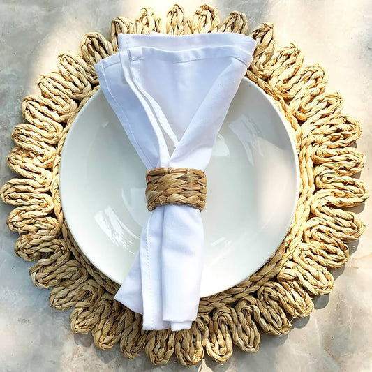 SOLD: Hand-woven Rattan Napkin Rings (Set of 4)