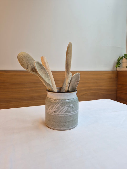 Studio Pottery Jar with White Grass Motif