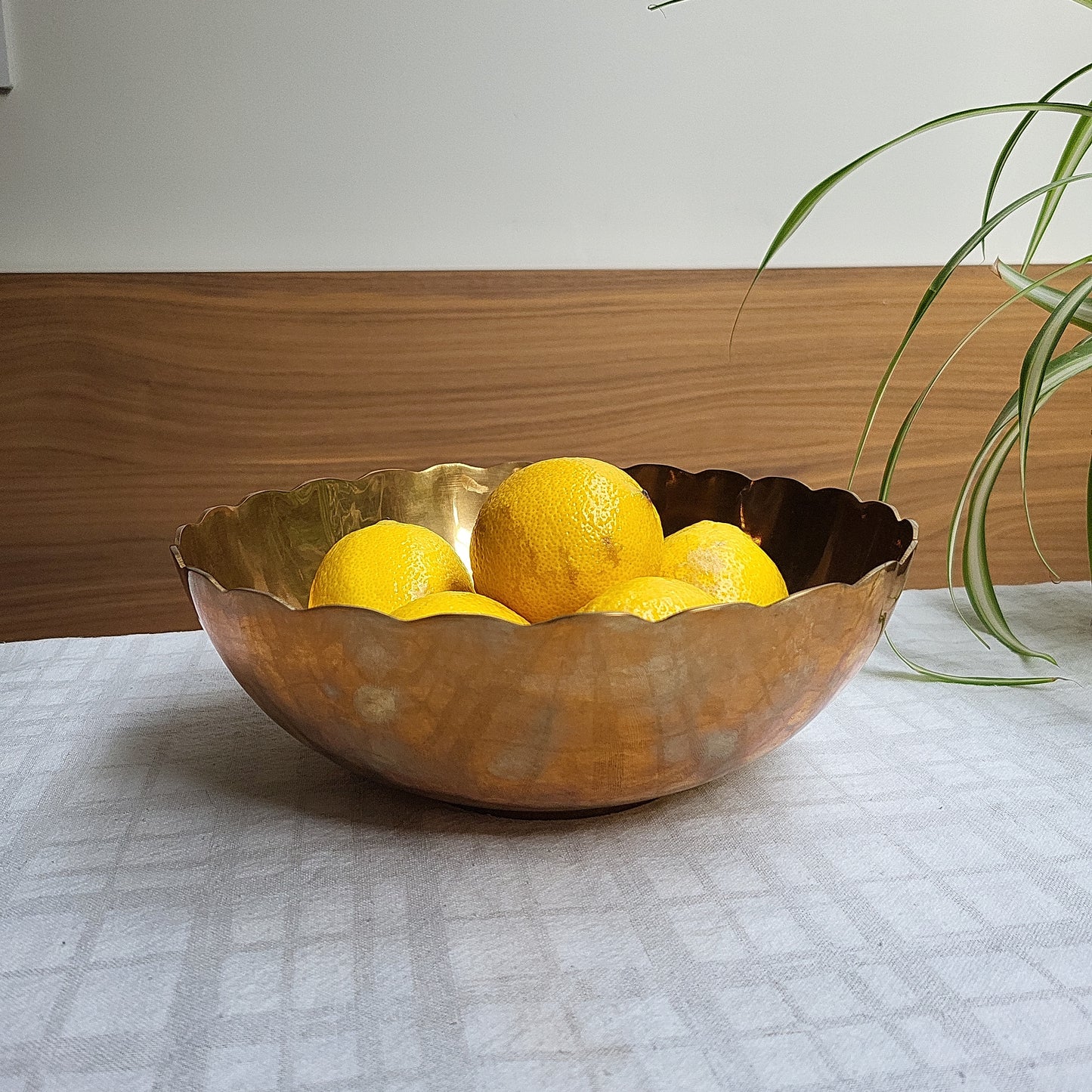 Brass Scalloped Edge Fruit Bowl | 1970's