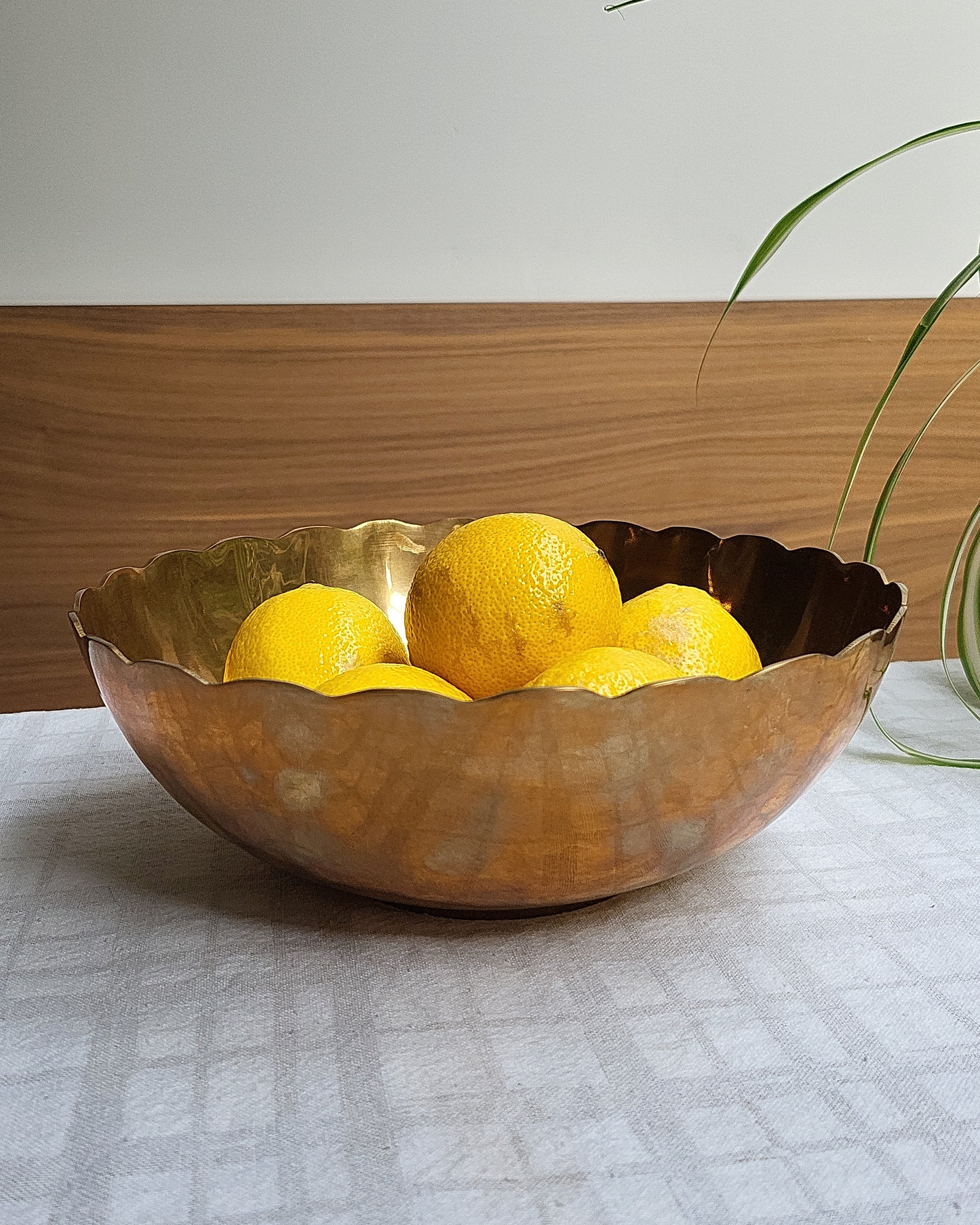 Brass Scalloped Edge Fruit Bowl | 1970's