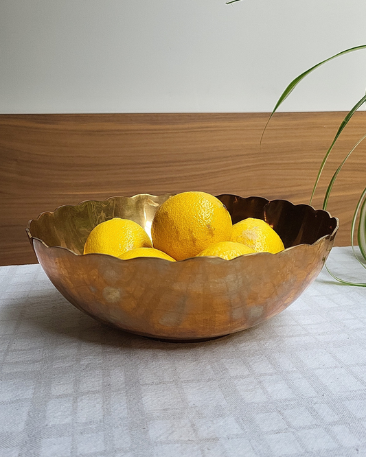 Brass Scalloped Edge Fruit Bowl | 1970's