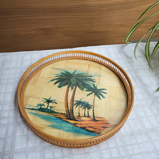 SOLD: Tropical palm serving tray and 6 coasters