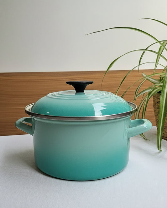 Turquoise Enamel Carbon Steel Pot, Le Creuset
