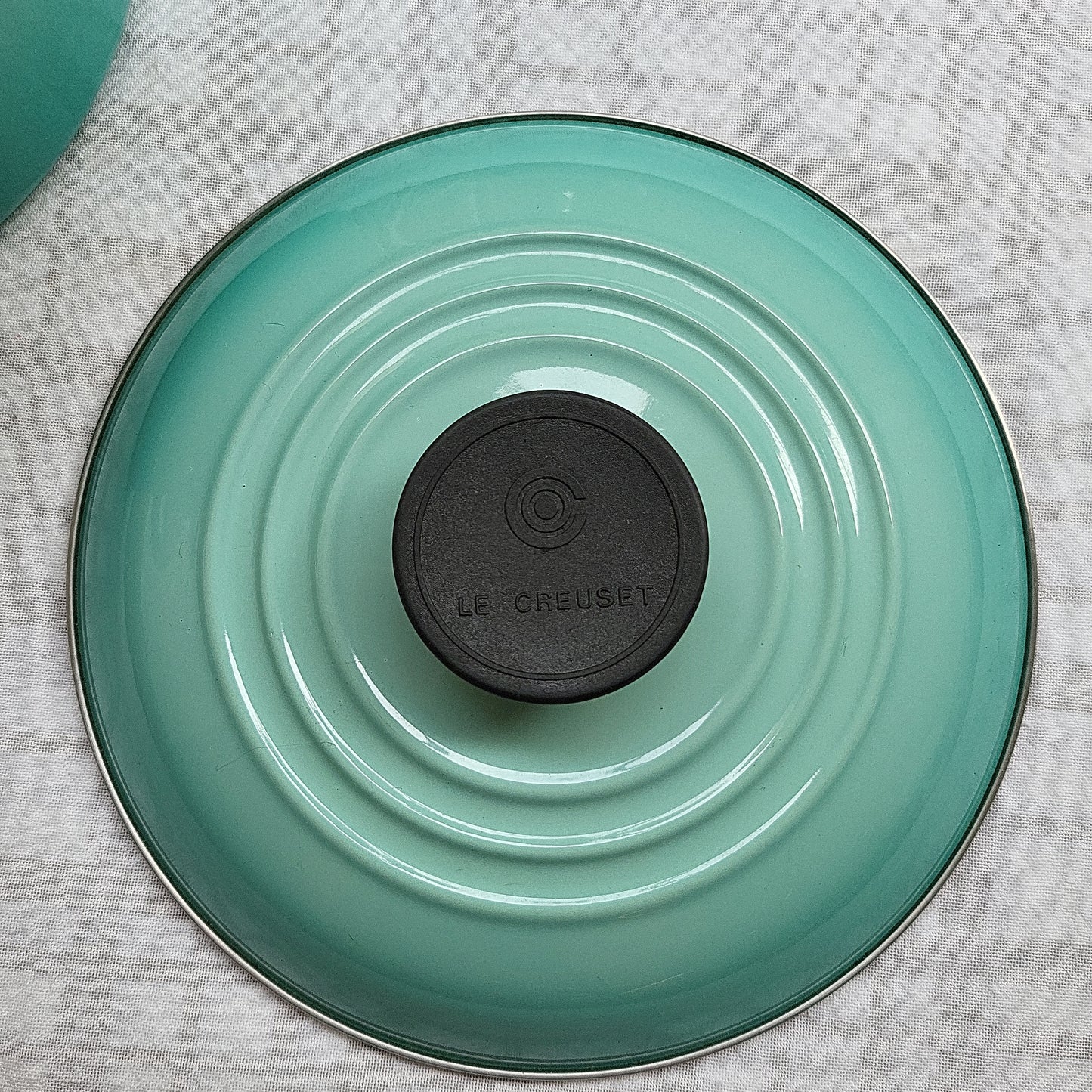 Turquoise Enamel Carbon Steel Pot, Le Creuset