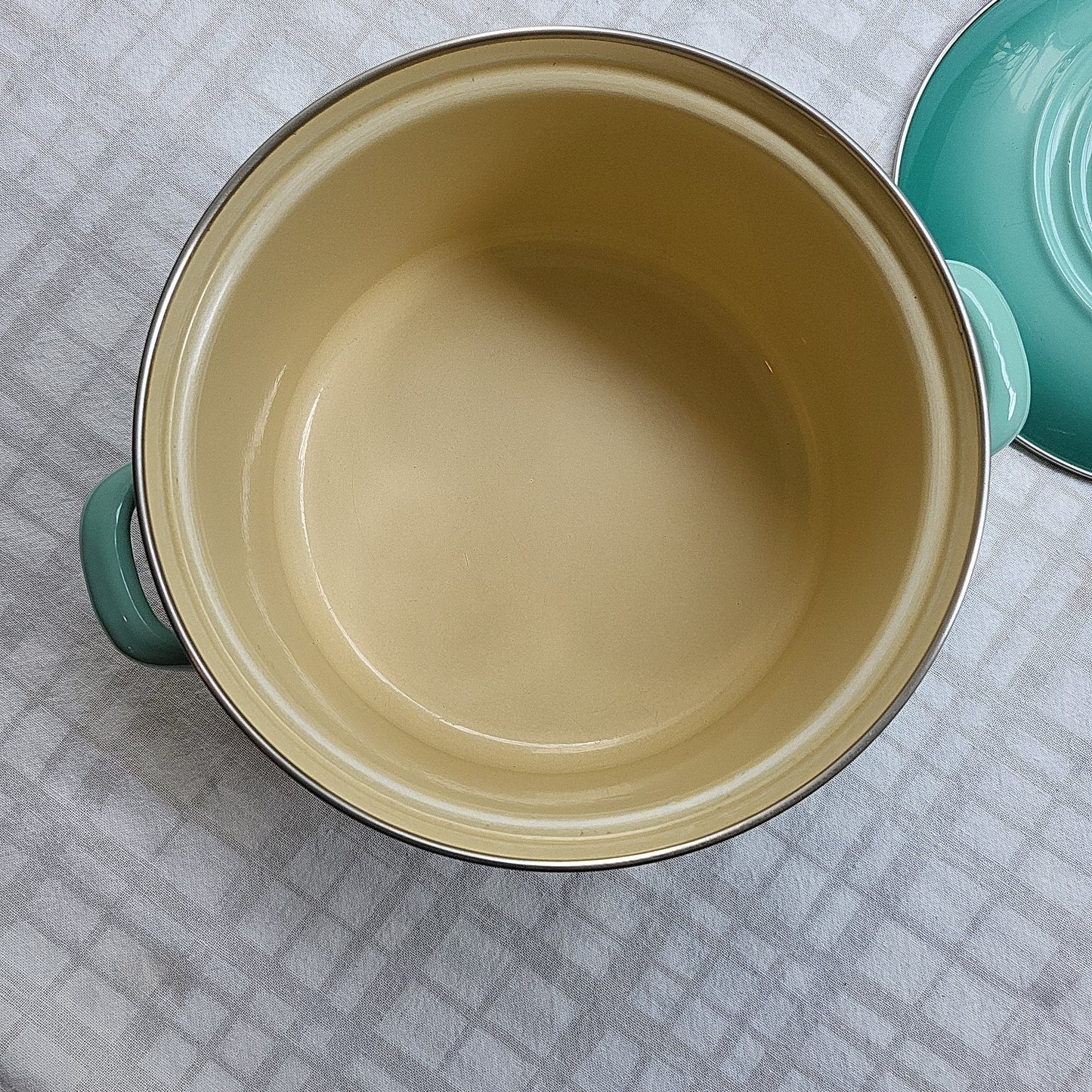 Turquoise Enamel Carbon Steel Pot, Le Creuset