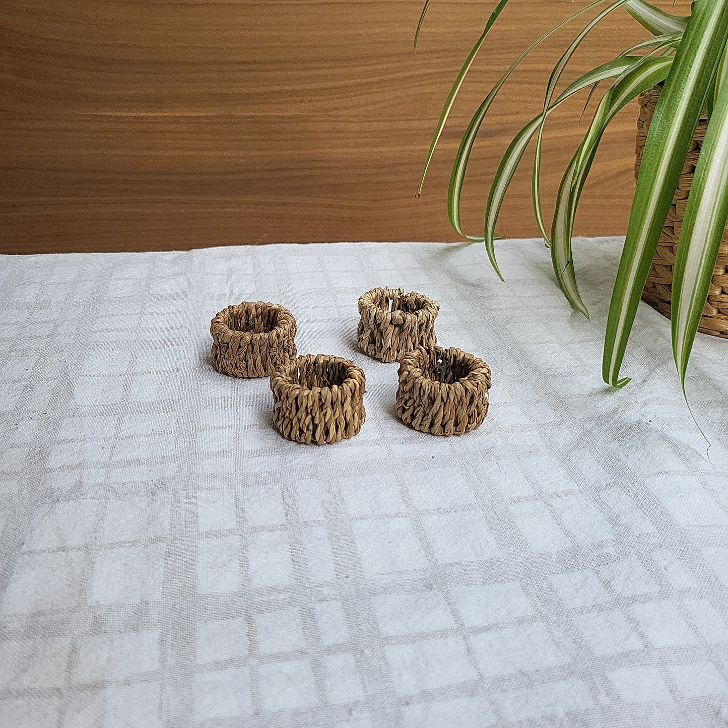 SOLD: Hand-woven Rattan Napkin Rings (Set of 4)