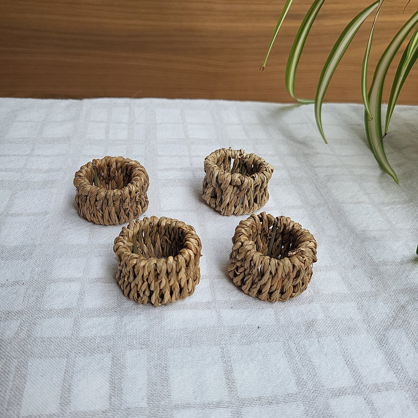 SOLD: Hand-woven Rattan Napkin Rings (Set of 4)