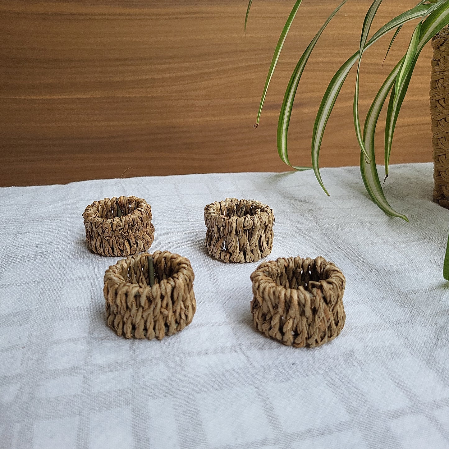 SOLD: Hand-woven Rattan Napkin Rings (Set of 4)