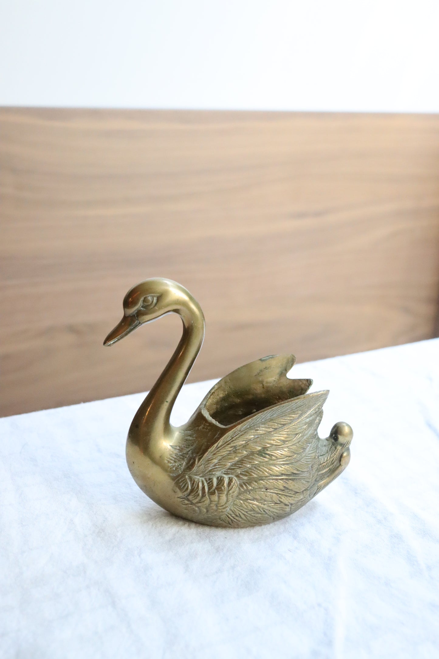 SOLD: Brass Swan Planter  | 1980's