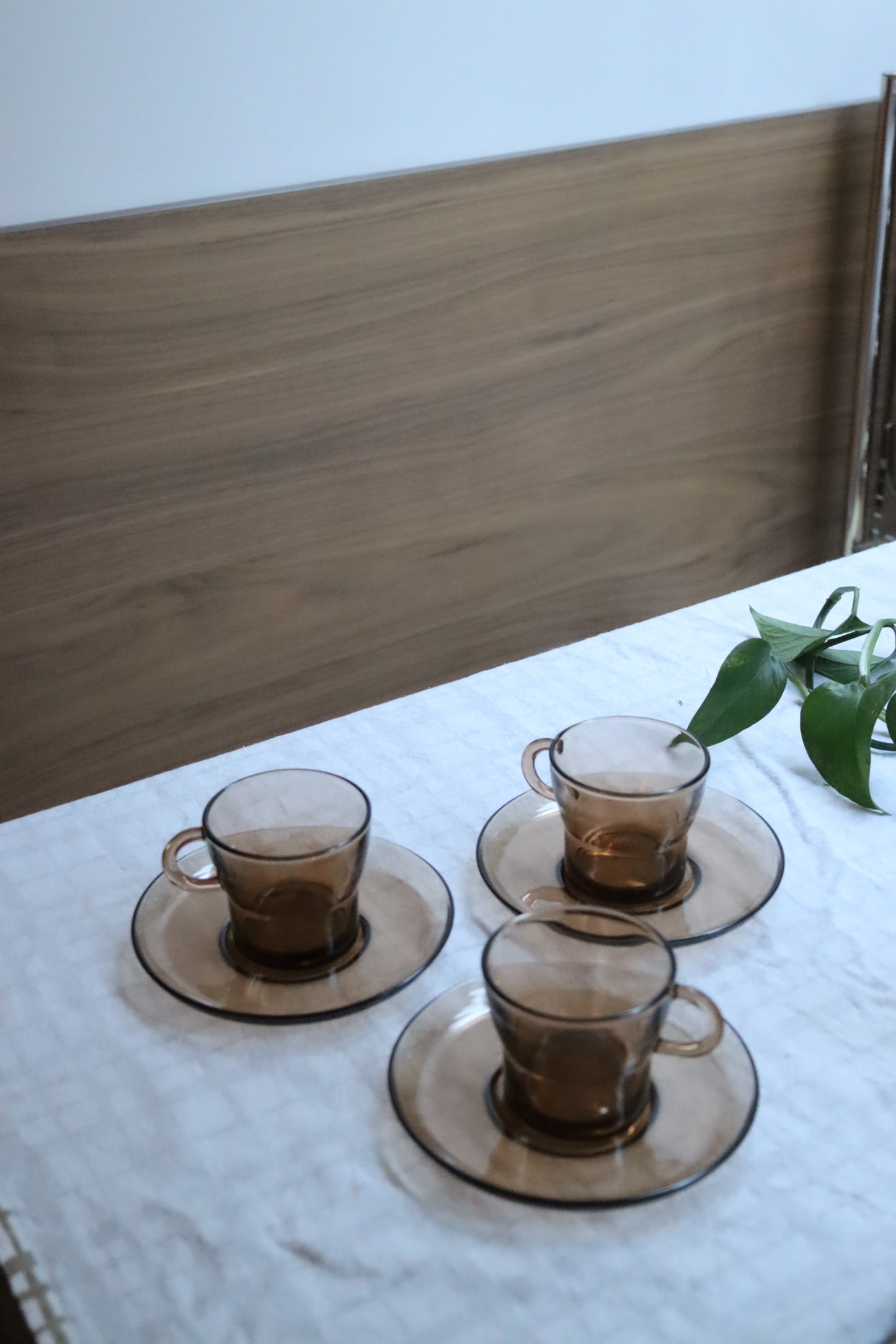 French Sepia Toned Tea Cups, Duralex (set of 3)  |  1970's