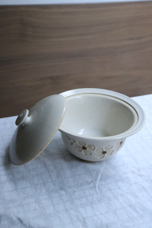 Cream Floral Carved Pottery | Studio Pottery