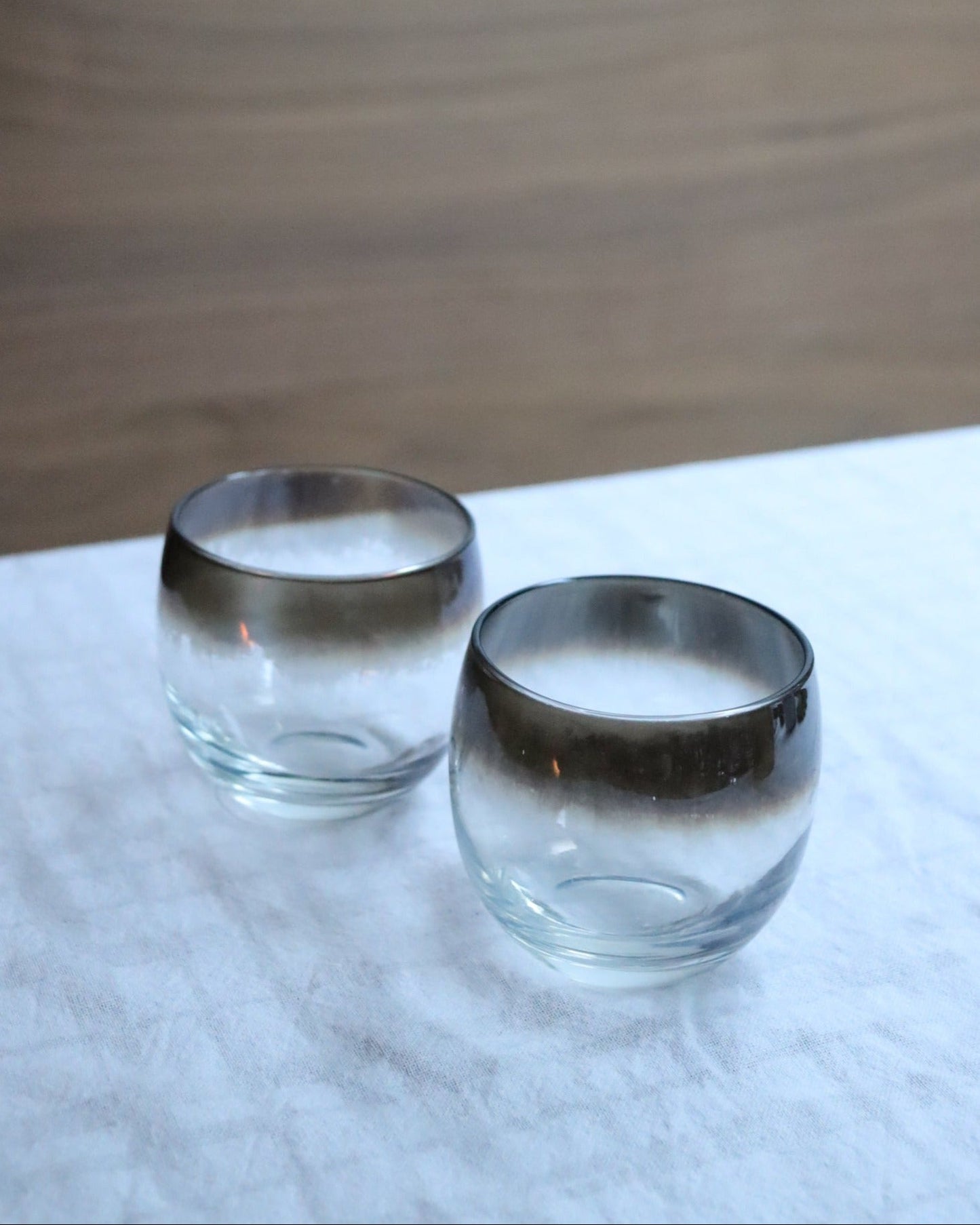 Silver Rimmed Scotch Tumbler, Vitreon Queen Lustreware (set of 2) | 1950s