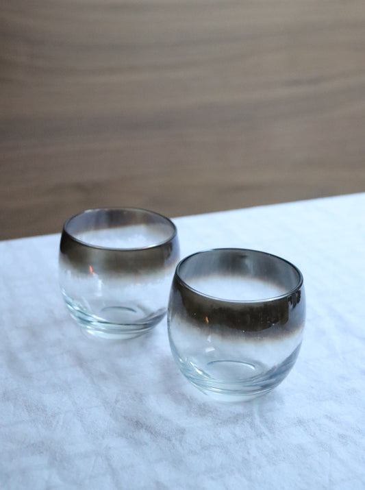 Silver Rimmed Scotch Tumbler, Vitreon Queen  Lustreware | 1950's