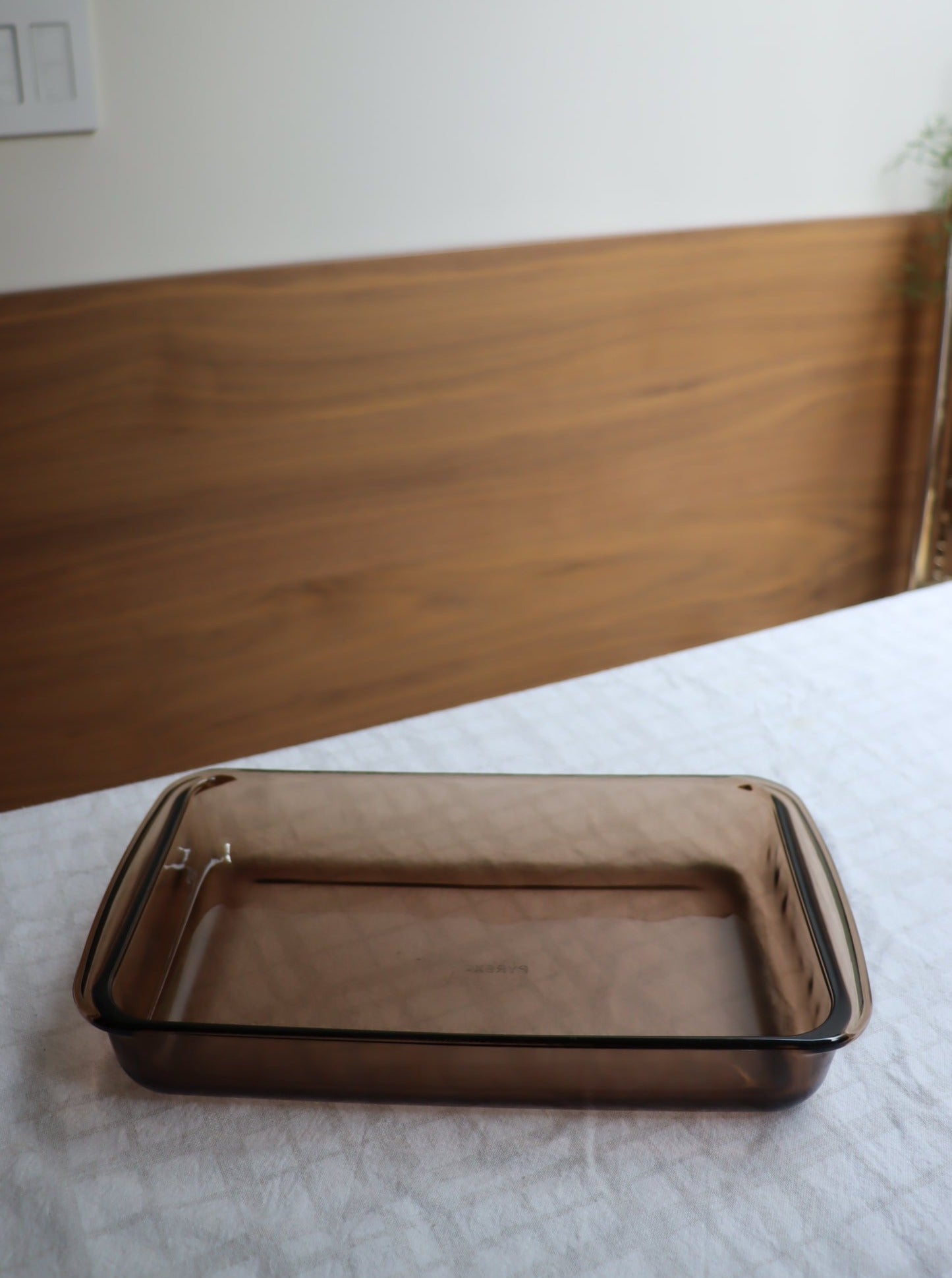 Sepia Smoked Glass Casserole Dish, Pyrex | 1970's