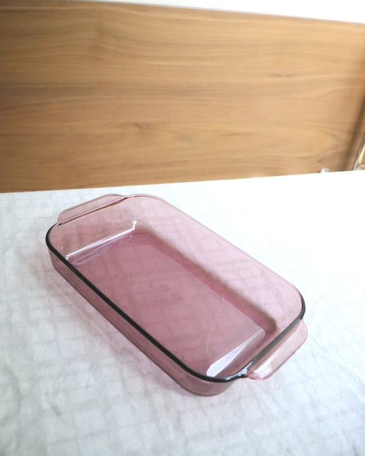Pyrex Cranberry Glass Casserole Dish | 1990's