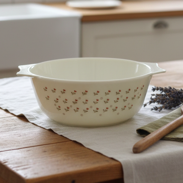 Laura Ashley Tulip Casserole Dish, Pyrex | 1980's