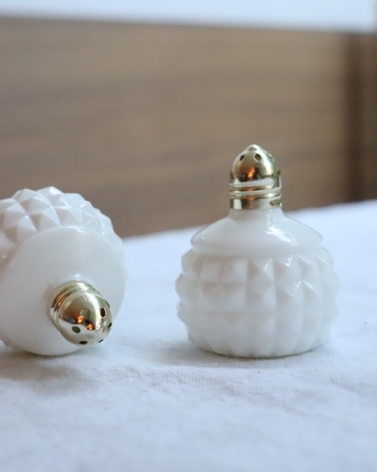 Milk Glass salt and pepper shakers  |  1950's
