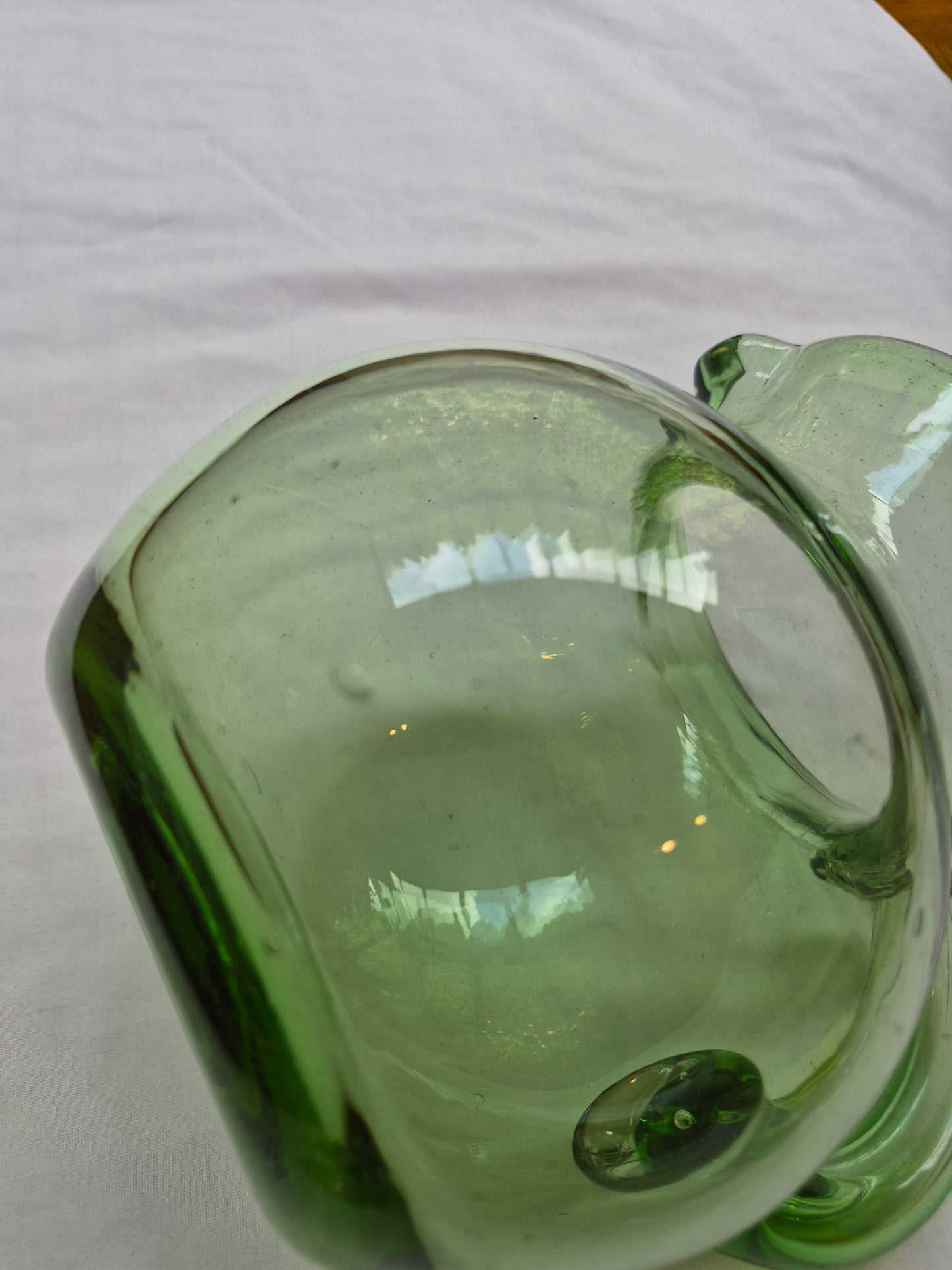 Hand-Blown Green Pitcher