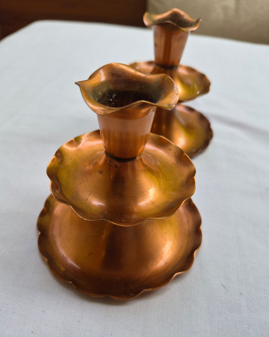 Copper Candlestick Holders (Single or Pair) | 1950's