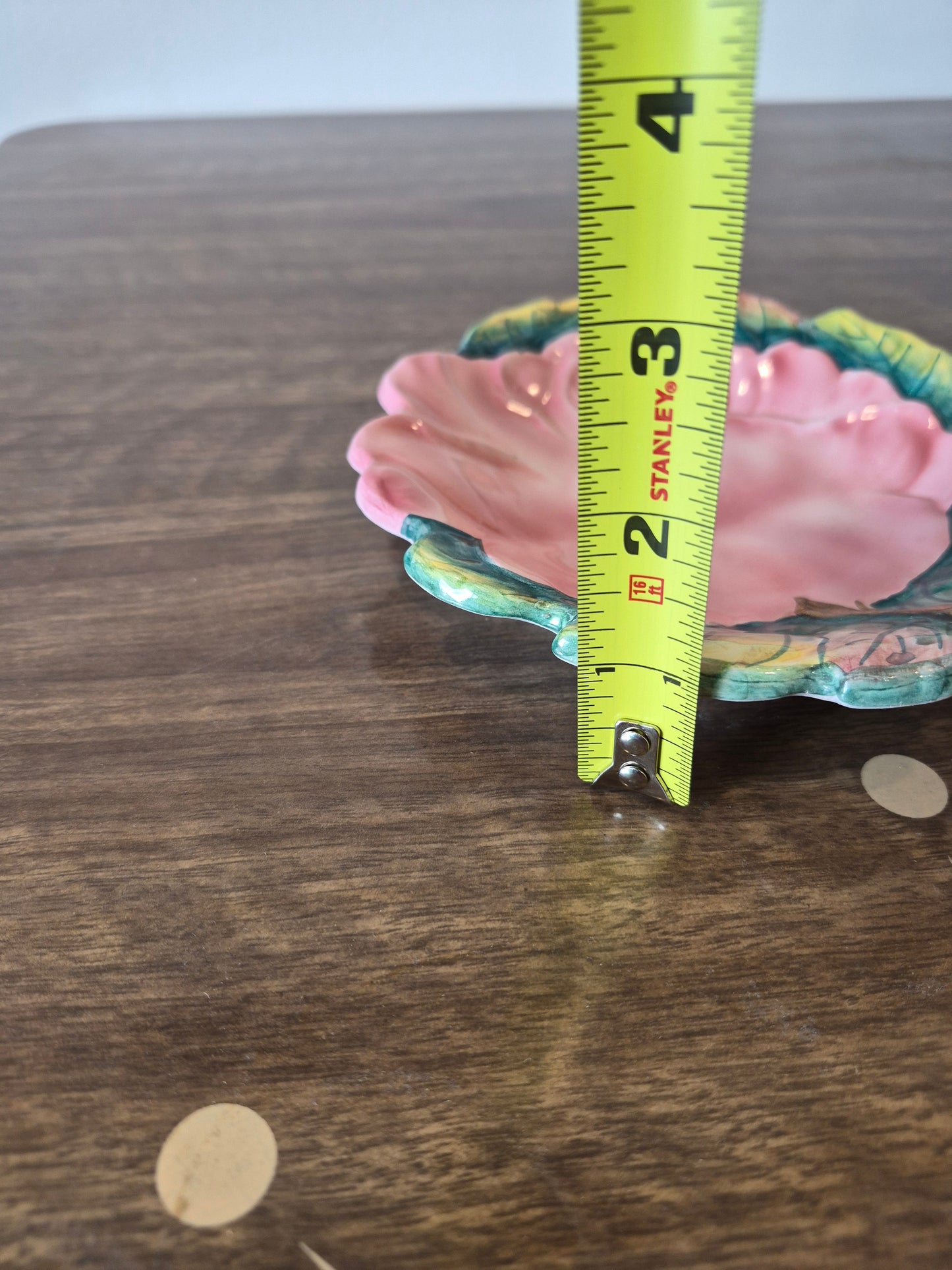Italian Majolica Hand-painted Pink Rose Plate, Ugo Zaccagnini | 1930s