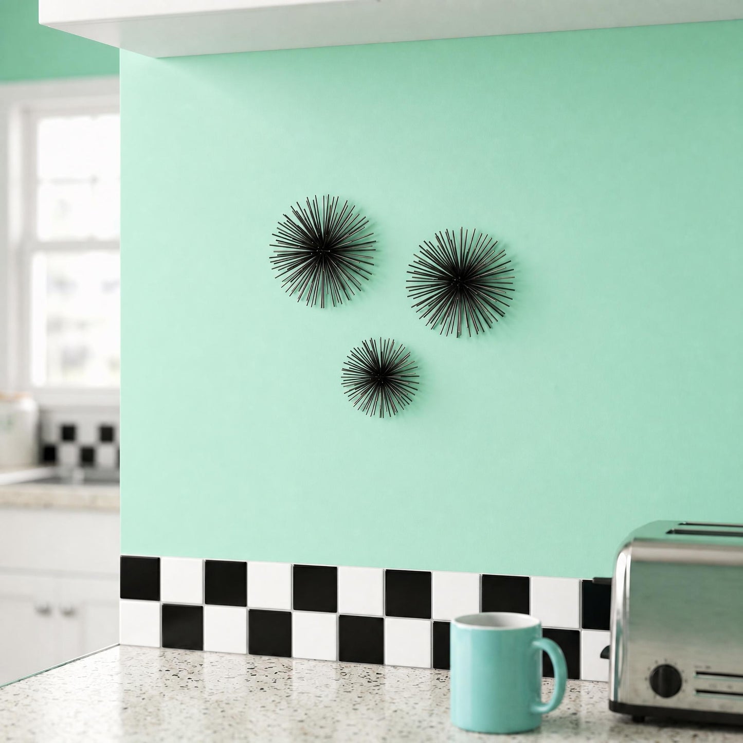 Sea Urchin Metal Wall Sculpture (Set of 3)