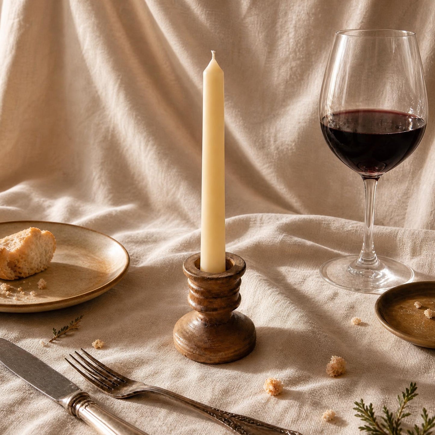 Wooden Vintage Candlestick Holder