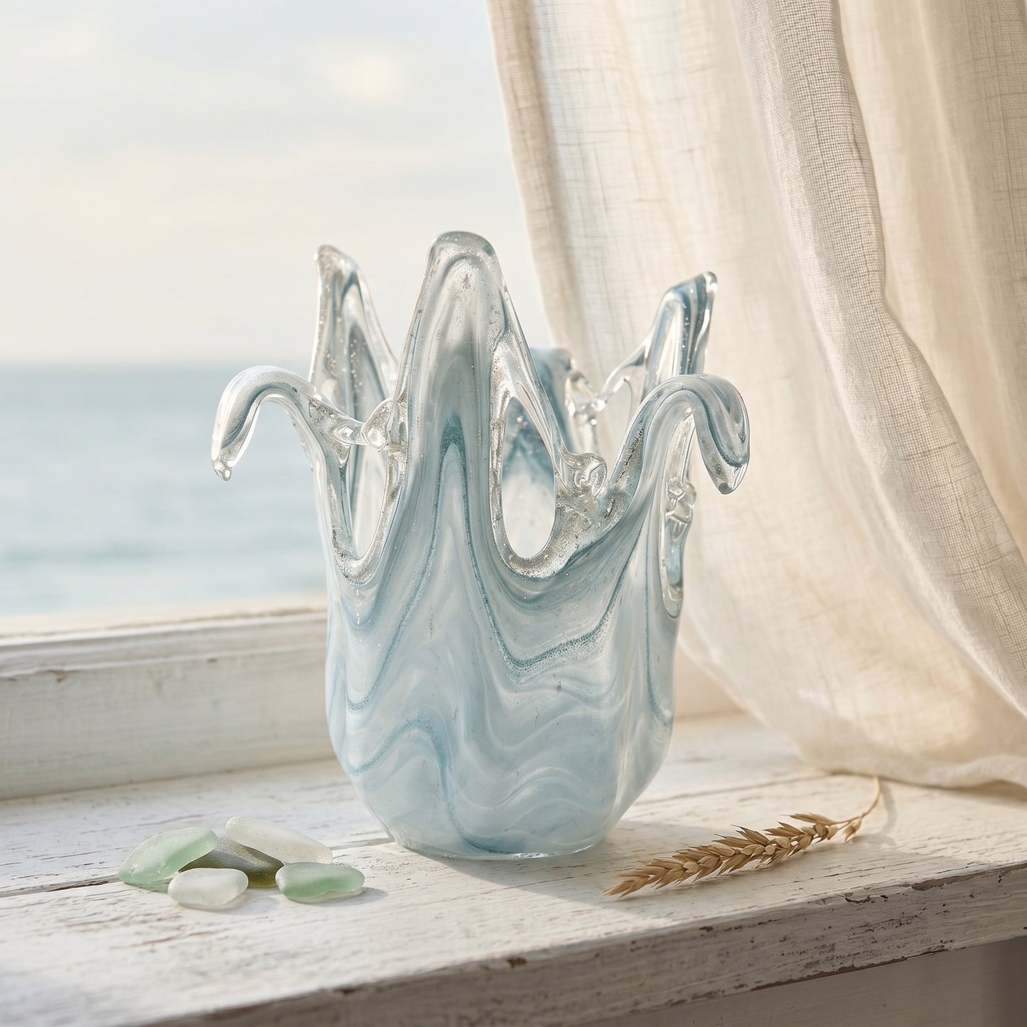 Blue Hand-blown Art Glass Vase, Murano-style | 1960's