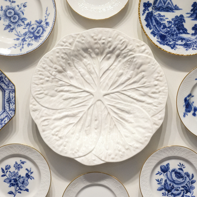 White Cabbageware 12" Serving Platter, 1980s