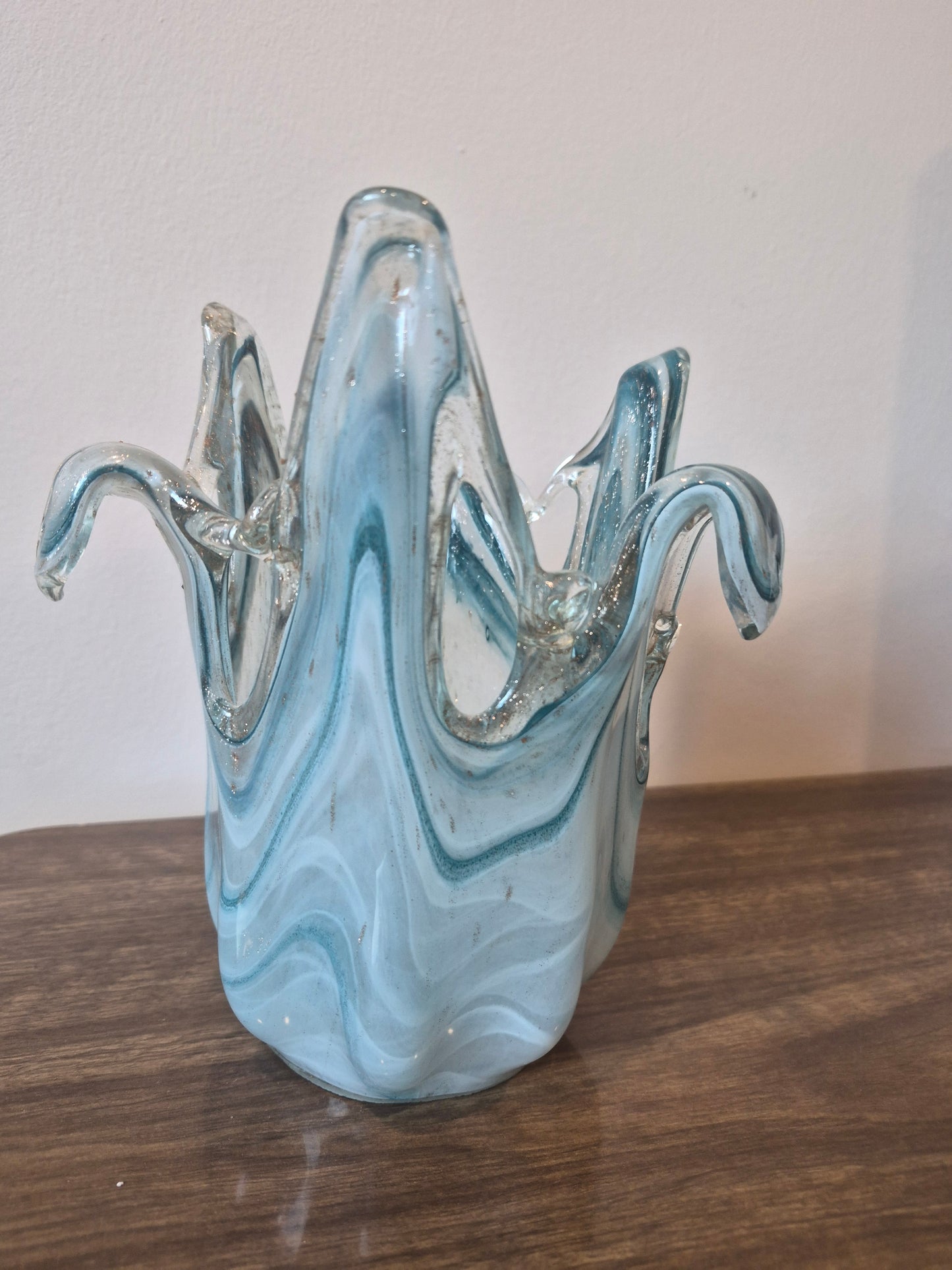 Blue Hand-blown Art Glass Vase, Murano-style | 1960's