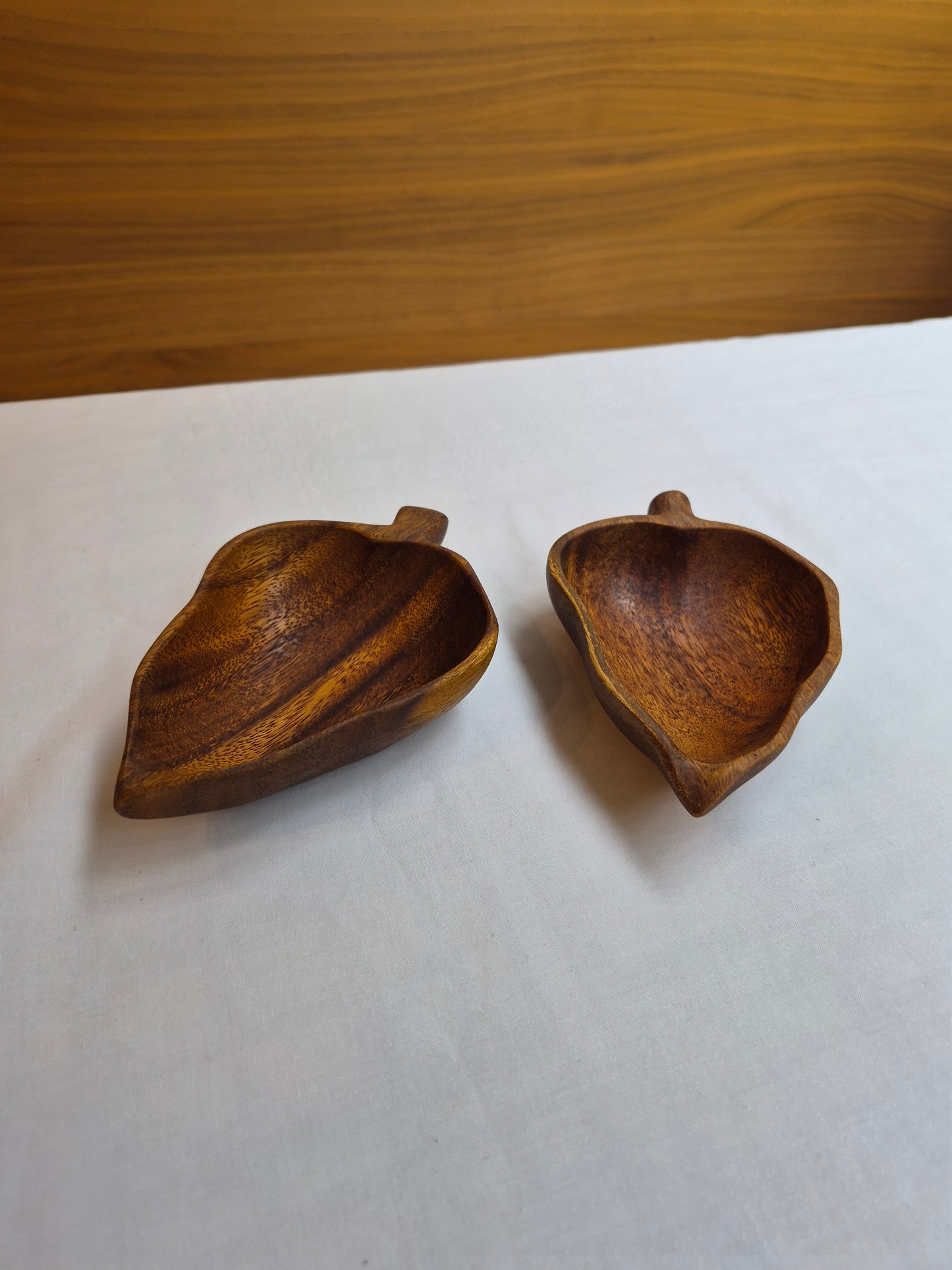 Hard Carved Chilli Pepper Shaped Walnut Small Serving Bowls (Set of 2)