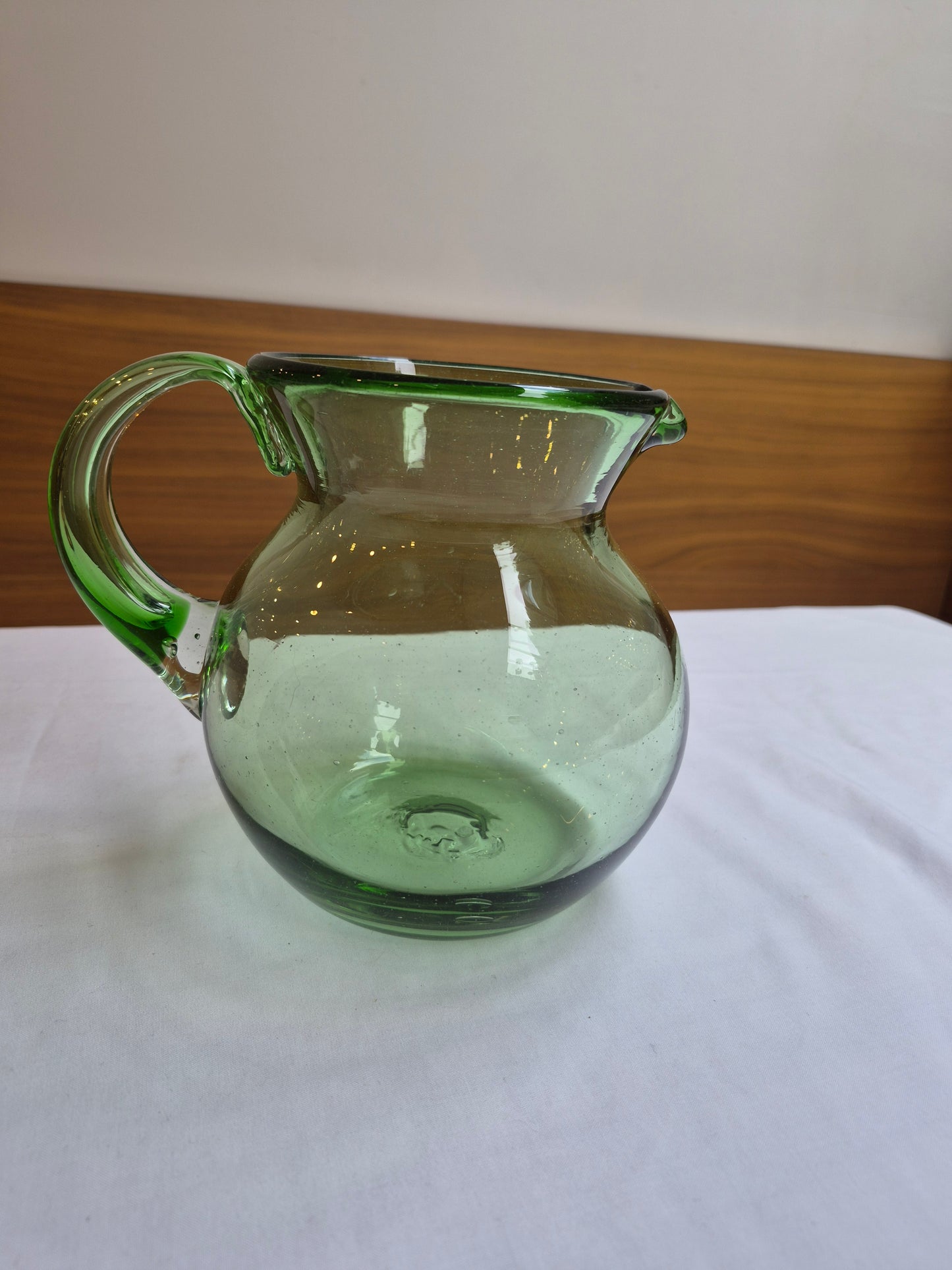 Hand-Blown Green Pitcher