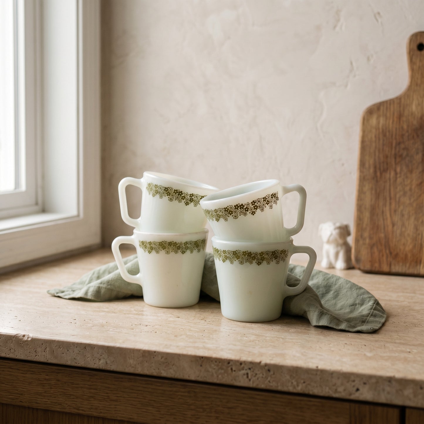 Crazy Daisy Coffee Mugs, Pyrex