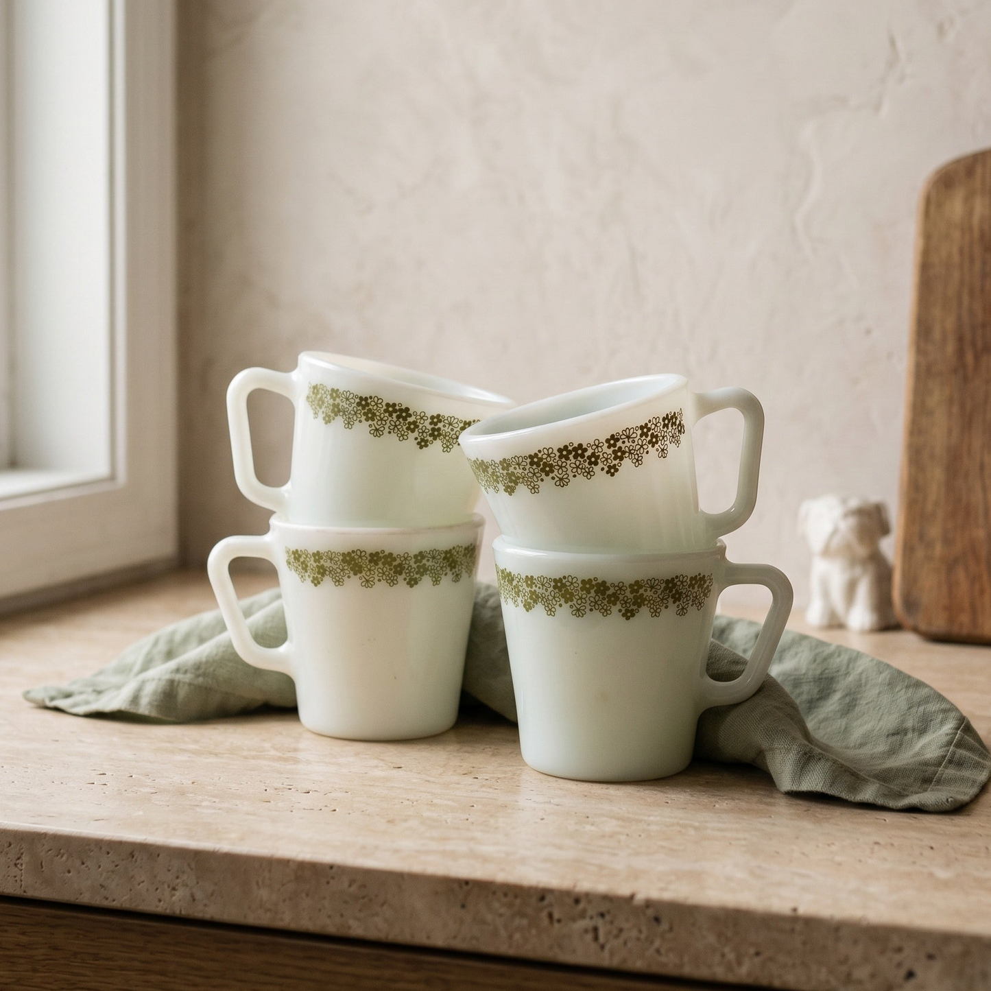 Crazy Daisy Coffee Mugs, Pyrex
