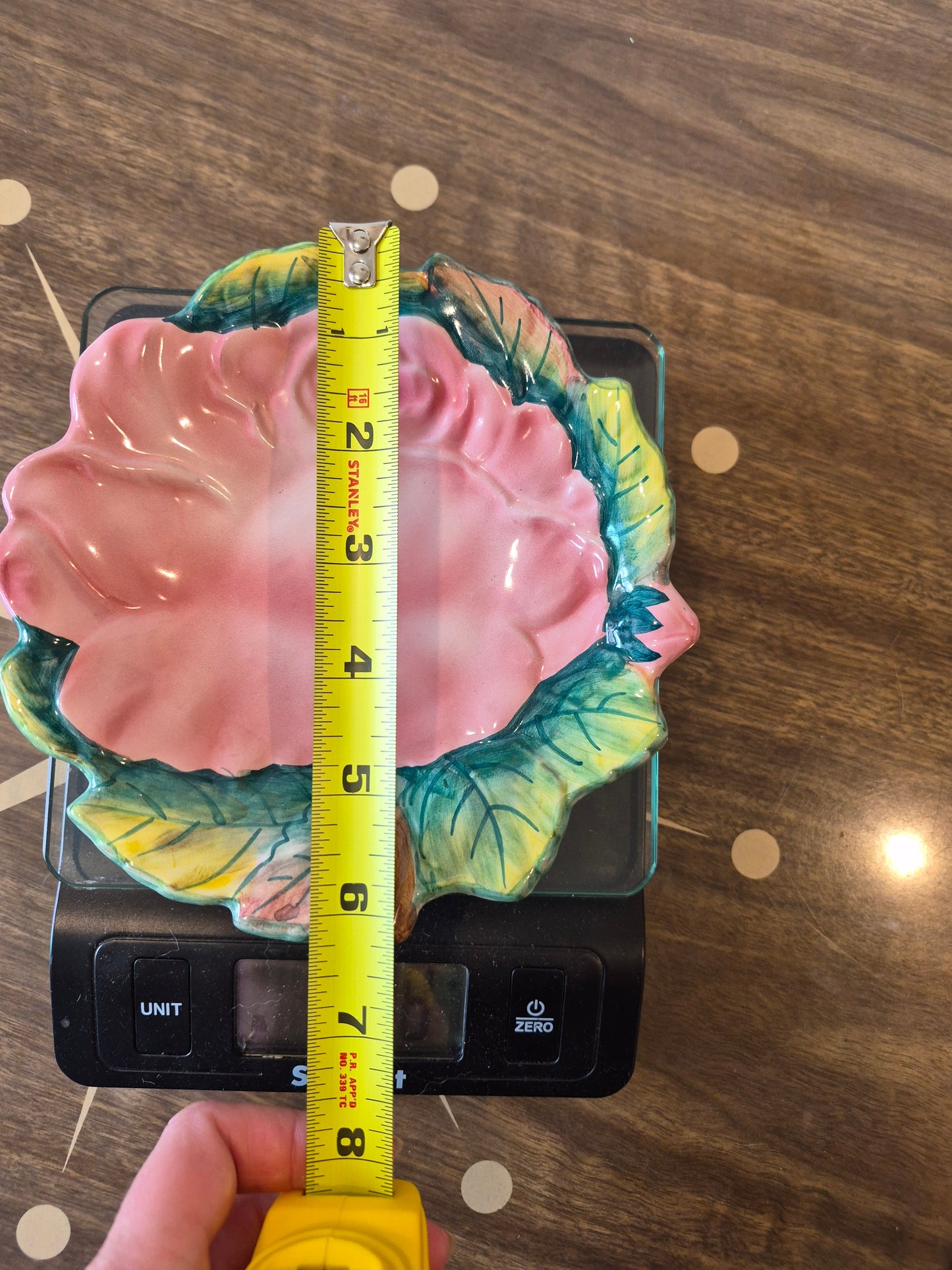 Italian Majolica Hand-painted Pink Rose Plate, Ugo Zaccagnini | 1930s