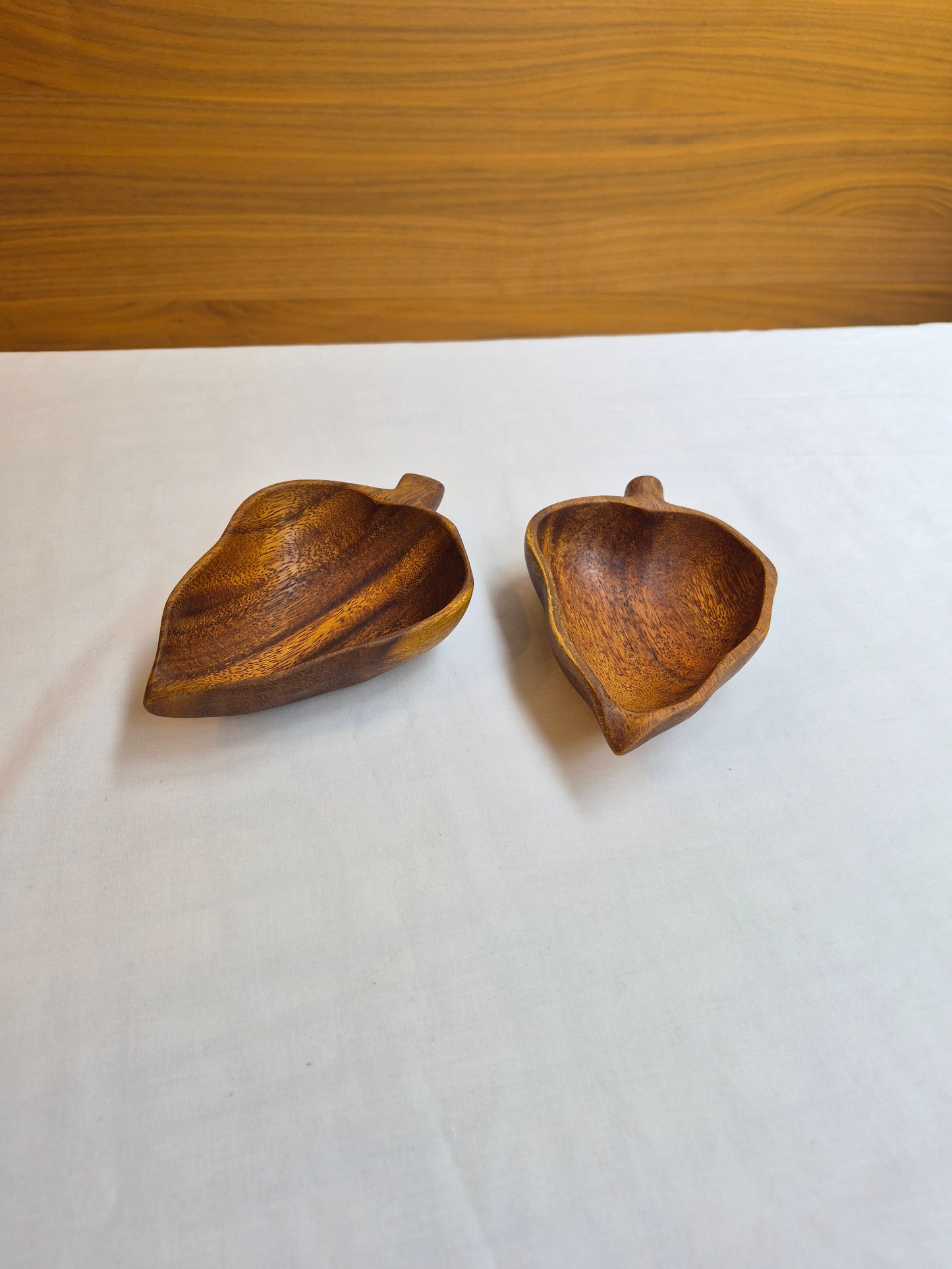 Hard Carved Chilli Pepper Shaped Walnut Small Serving Bowls (Set of 2)