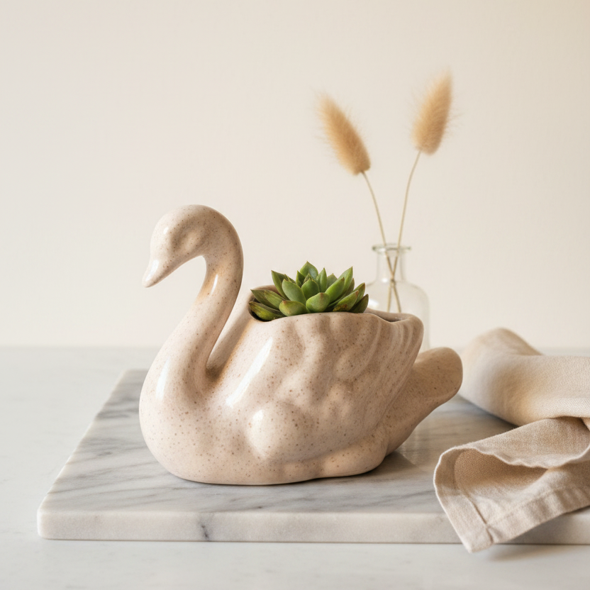 Pink Swan Plant Pot | 1980's