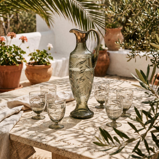 Mid-Century European Claret Jug & Matching Glasses | 1960's