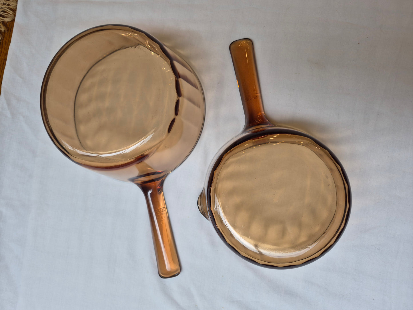 Sepia Glass Pots, Vision by Corning (set of 2) | 1970's