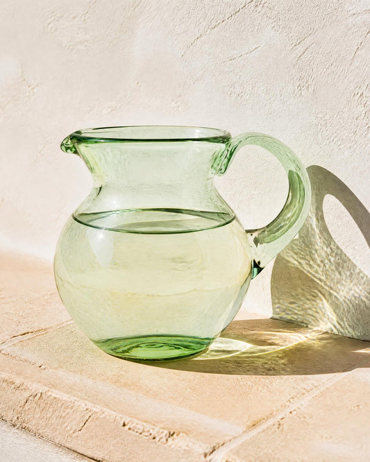Hand-Blown Green Pitcher
