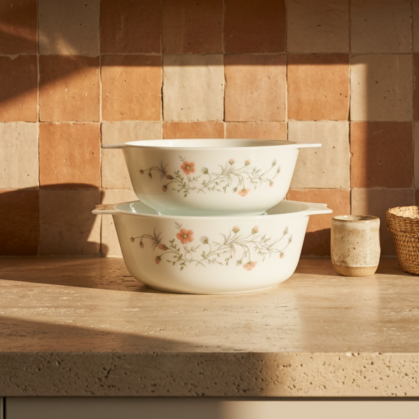 Emily Spring Garden Nesting Mixing Bowls, Pyrex | 1970's