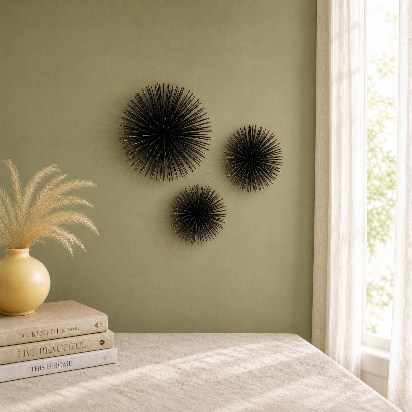Sea Urchin Metal Wall Sculpture (Set of 3)