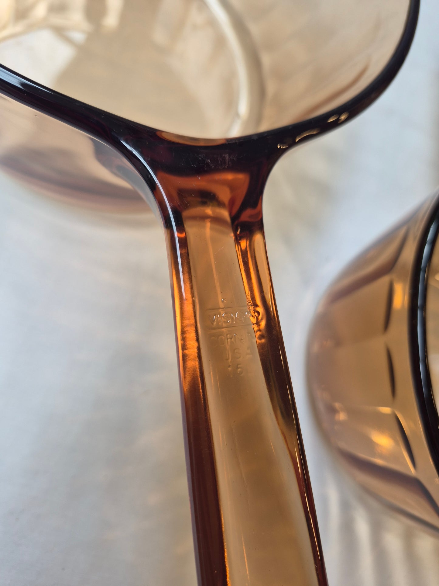 Sepia Glass Pots, Vision by Corning (set of 2) | 1970's