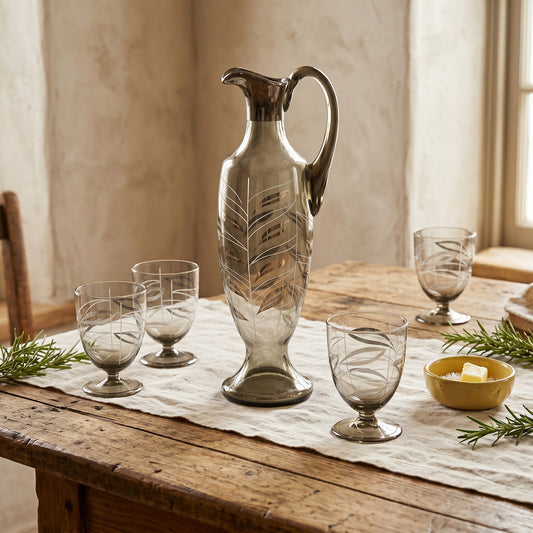Mid-Century European Claret Jug & Matching Glasses | 1960's