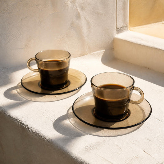 French Sepia Toned Tea Cups, Duralex (set of 3)  |  1970's