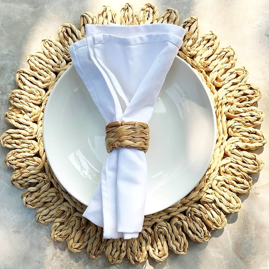 SOLD: Hand-woven Rattan Napkin Rings (Set of 4)