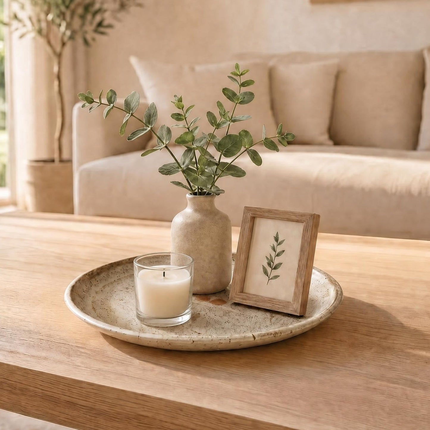 Decorative Olive Branch Plate, Studio Pottery
