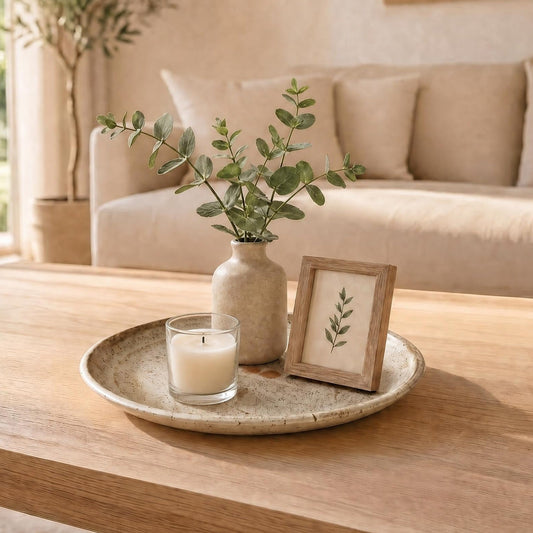 Decorative Olive Branch Plate, Studio Pottery